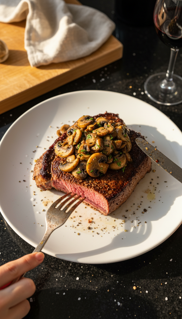 Filet Mignon with Garlic Mushrooms
