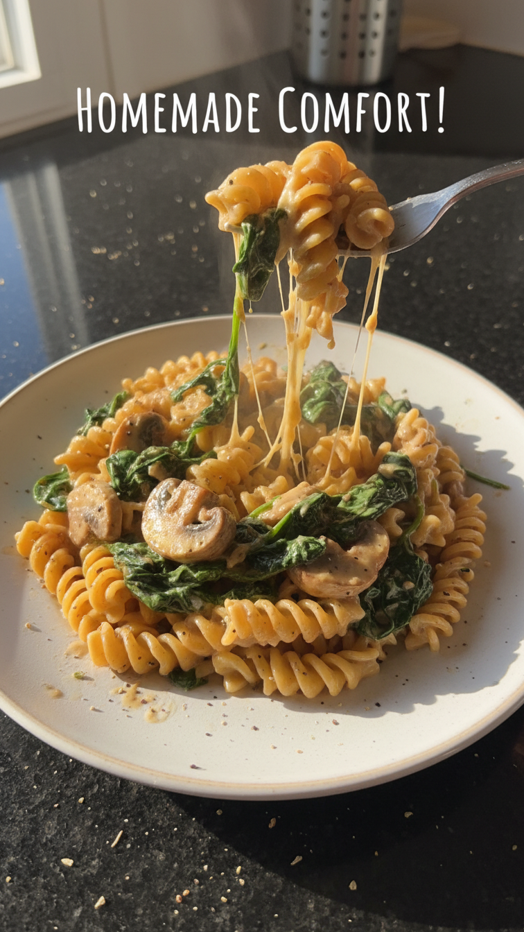 Creamy Mushroom and Spinach Pasta