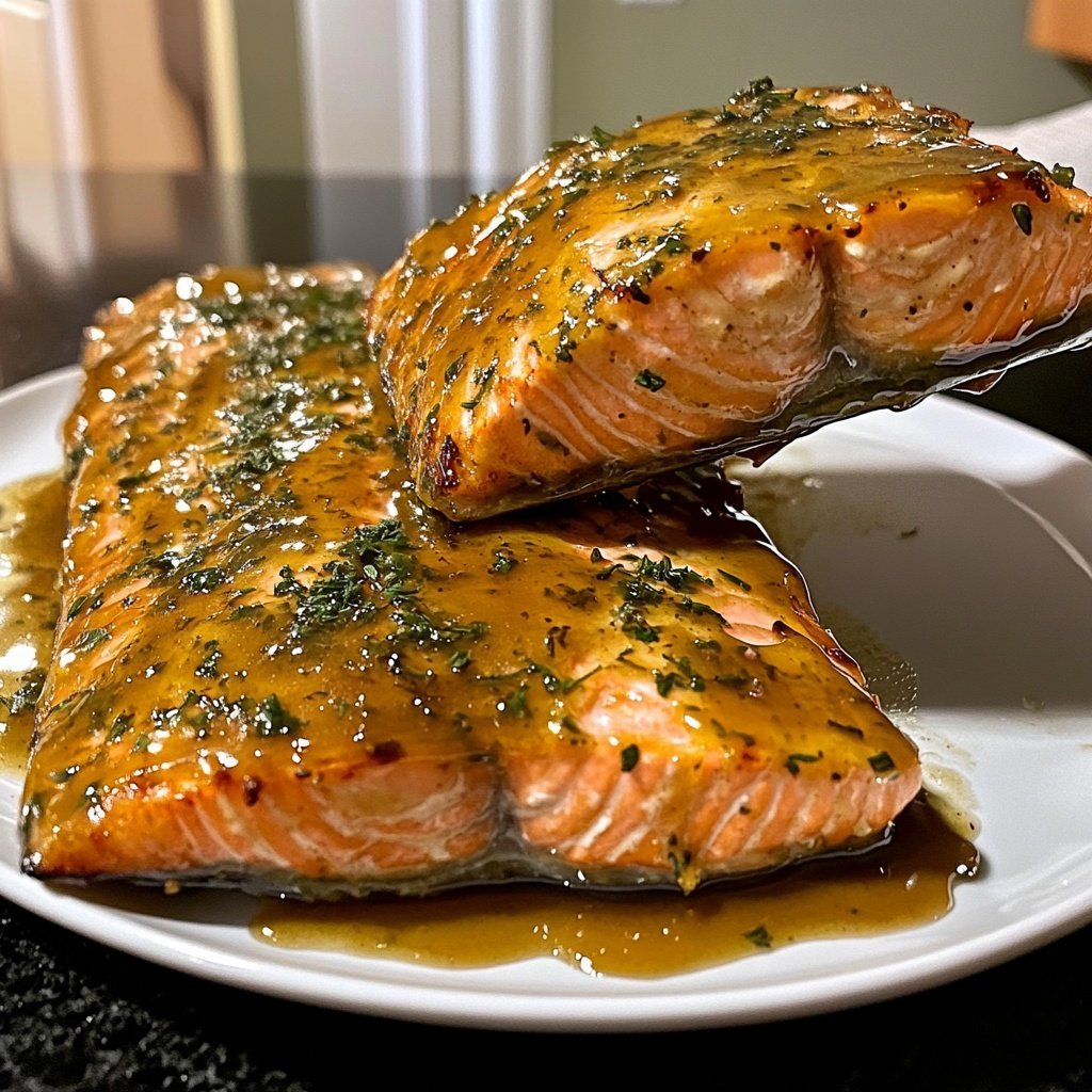 Honey Mustard Glazed Salmon Fillet from the Oven