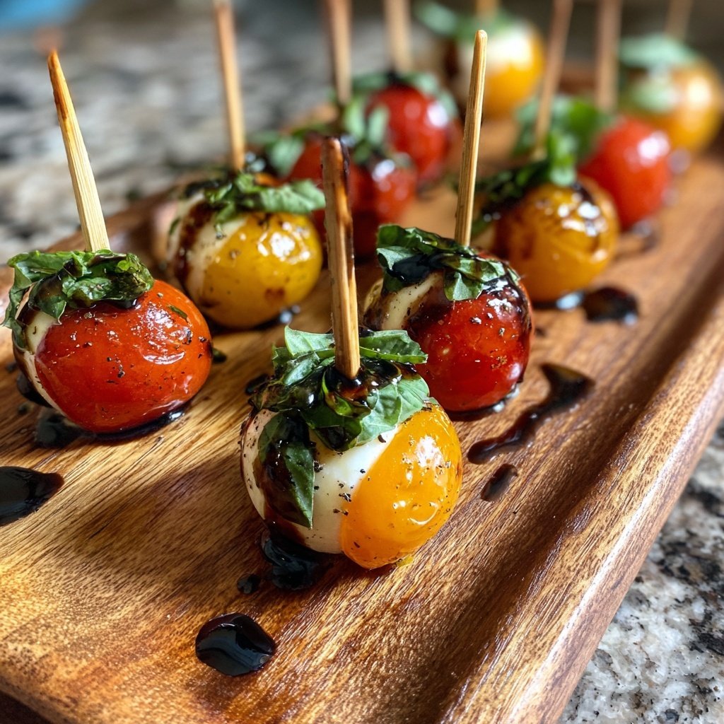 Mini Caprese Skewers with Balsamic Drizzle