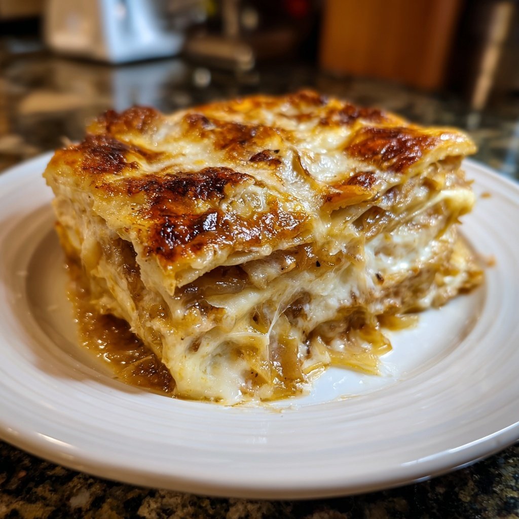 French Onion Chicken Lasagna Comfort