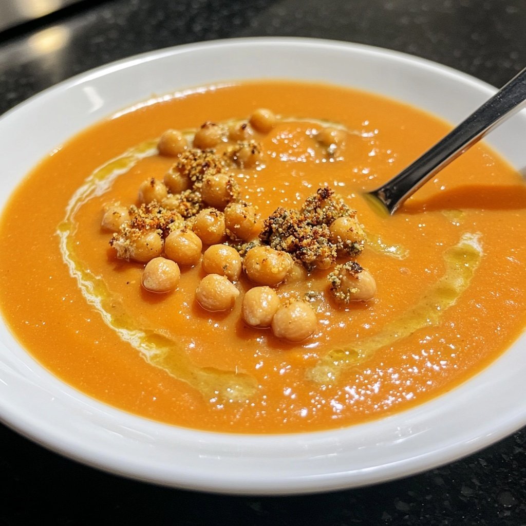 Roasted Carrot Soup with Za'atar and Chickpeas