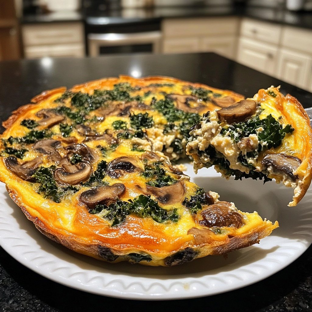 Mushroom Frittata with Asiago and Kale