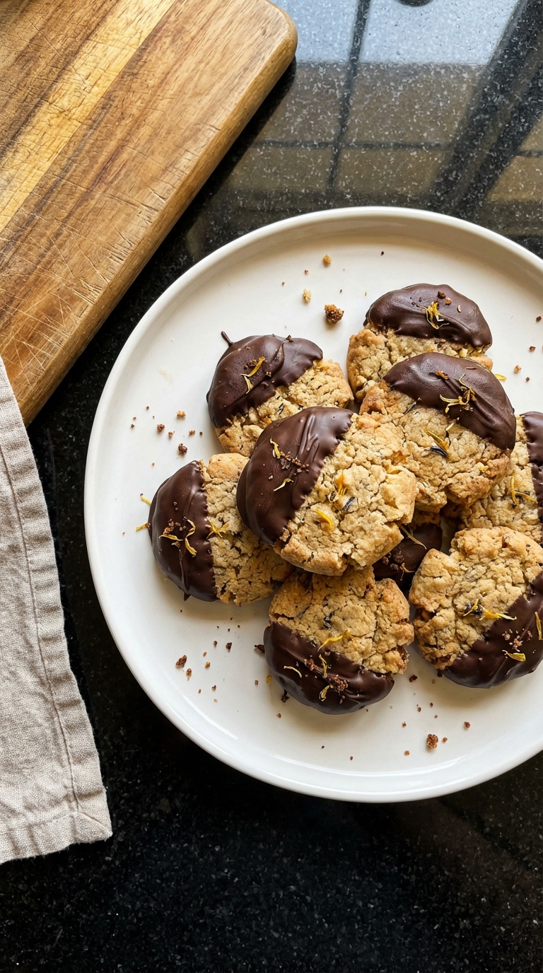 Mocha-Dipped Dandelion Cookies