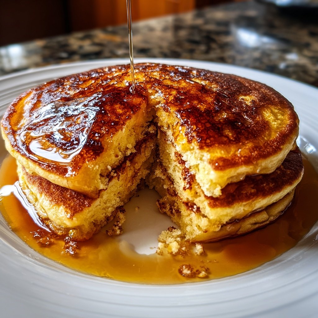 Vanilla Ricotta Pancakes with Maple Syrup​