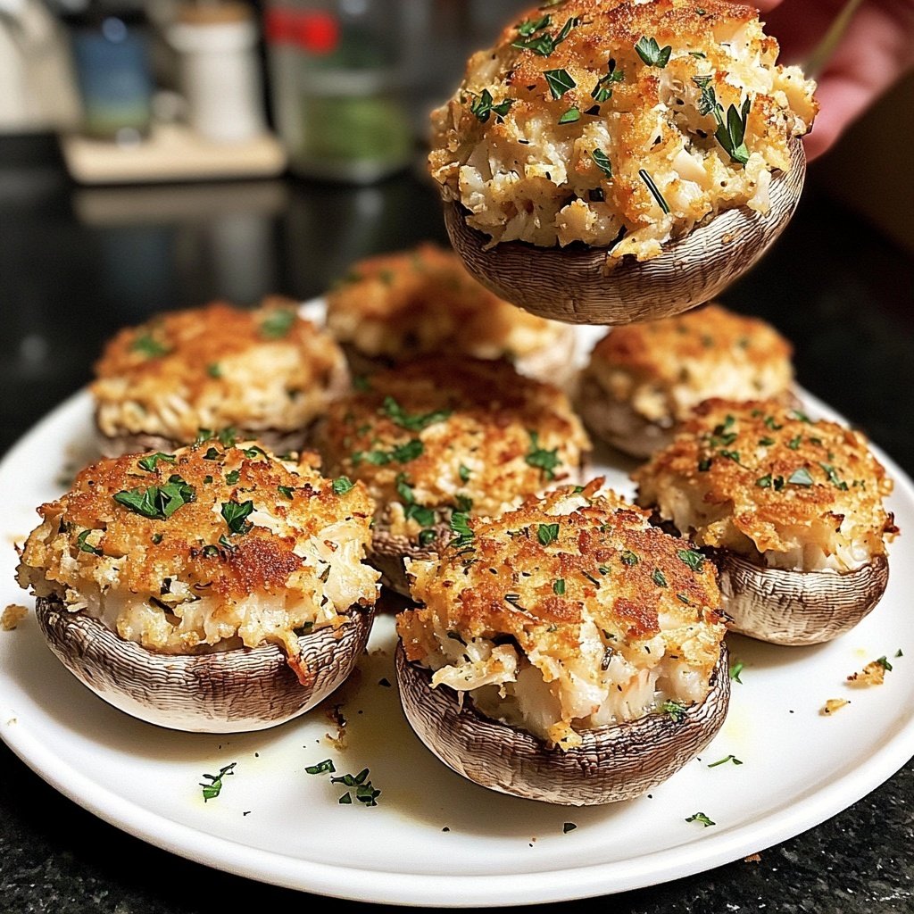 Crab Cake Stuffed Mushrooms